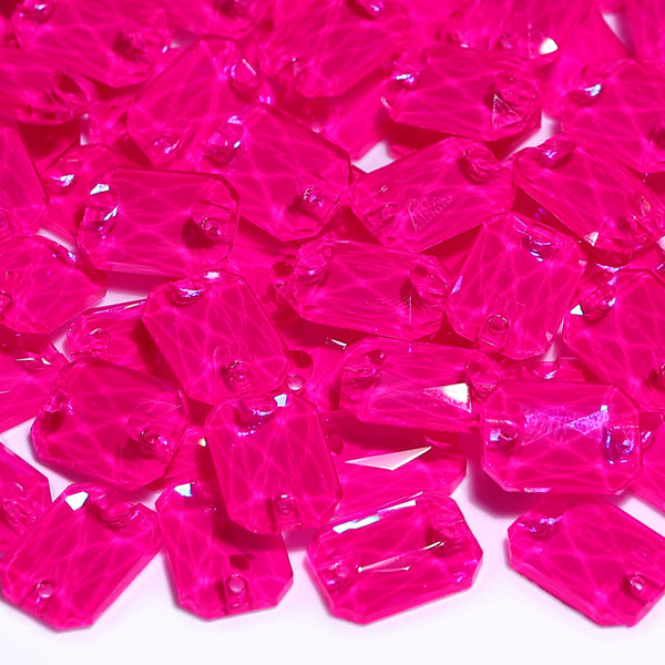 Electric Neon Fuchsia Octagon Shape High Quality Glass Sew-on Rhinestones WholesaleRhinestone