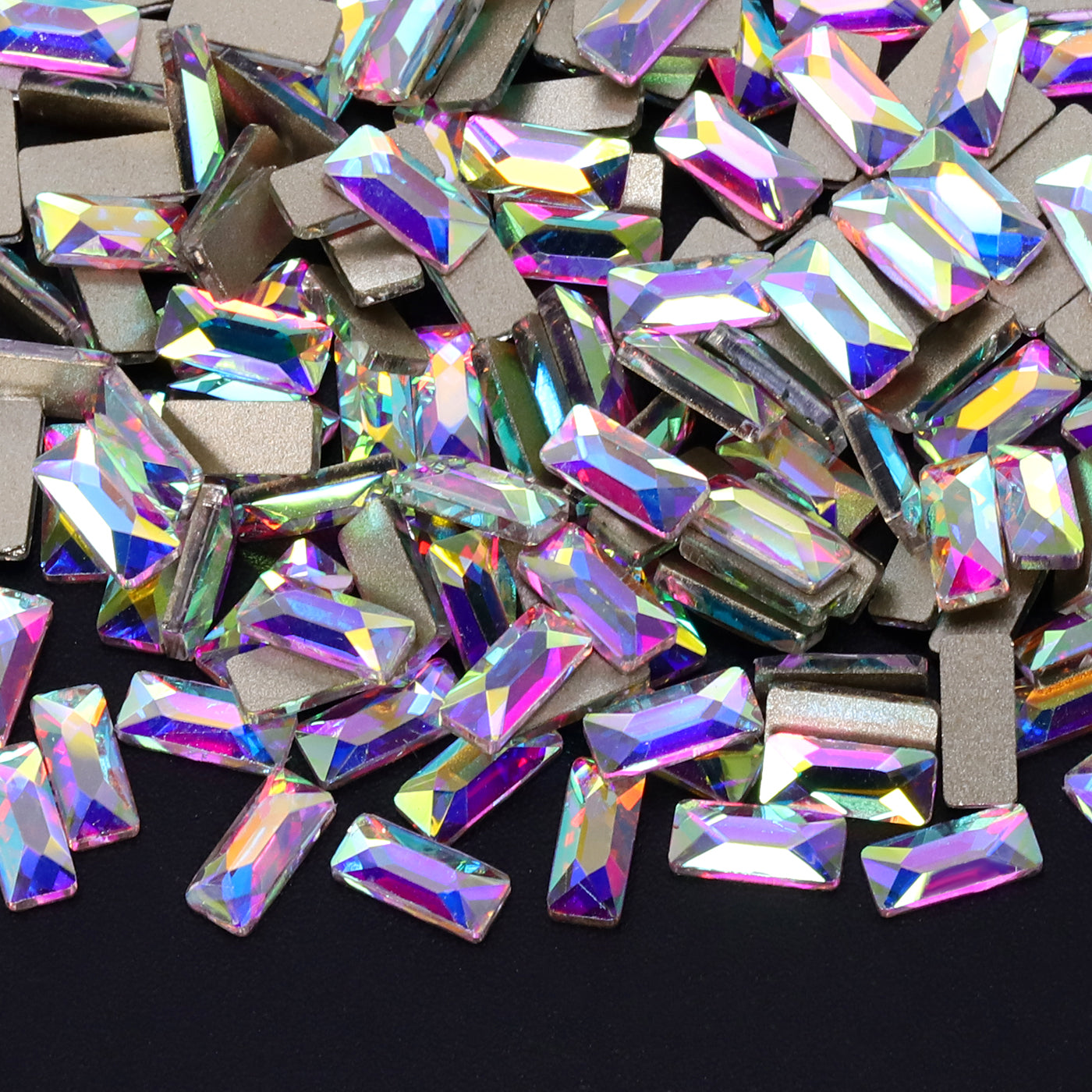 Rectangle Shape Crystal AB Flat Back Fancy Rhinestones
