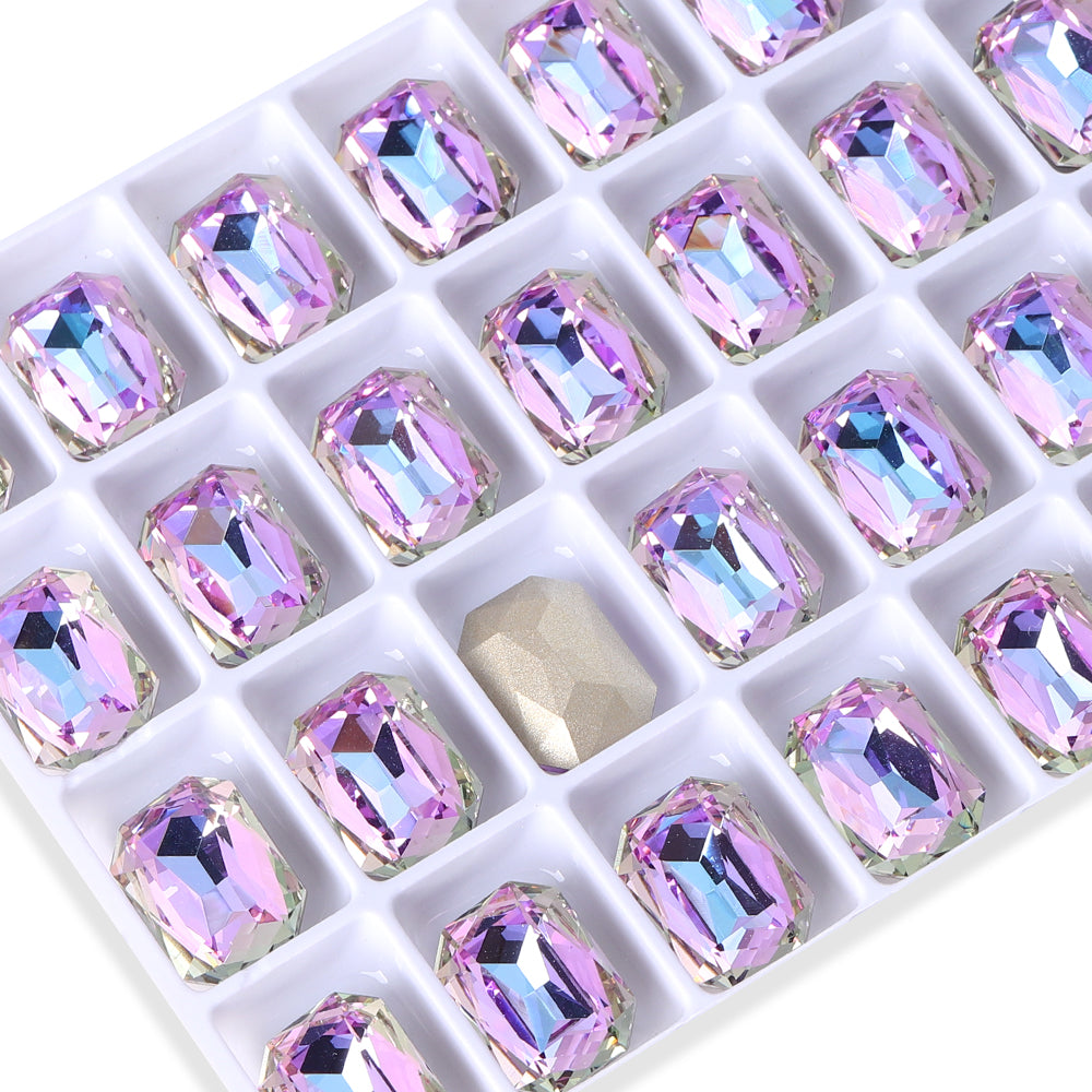 Vitrail Light Thin Octagon Shape High Quality Glass Pointed Back Fancy Rhinestones WholesaleRhinestone