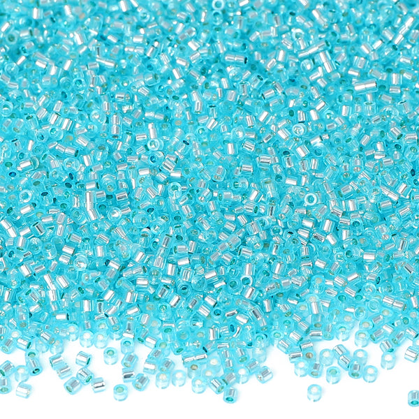 Transparent Silver-lined Aquamarine Color Hight Quality Glass Cylinder Seed Beads 1.6 MM Size GY2001 WholesaleRhinestone