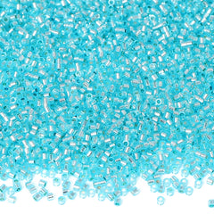 Transparent Silver-lined Aquamarine Color Hight Quality Glass Cylinder Seed Beads 1.6 MM Size GY2001