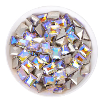 Phantom Purple Rectangle Shape Glass Pointed Back Fancy Rhinestones WholesaleRhinestone