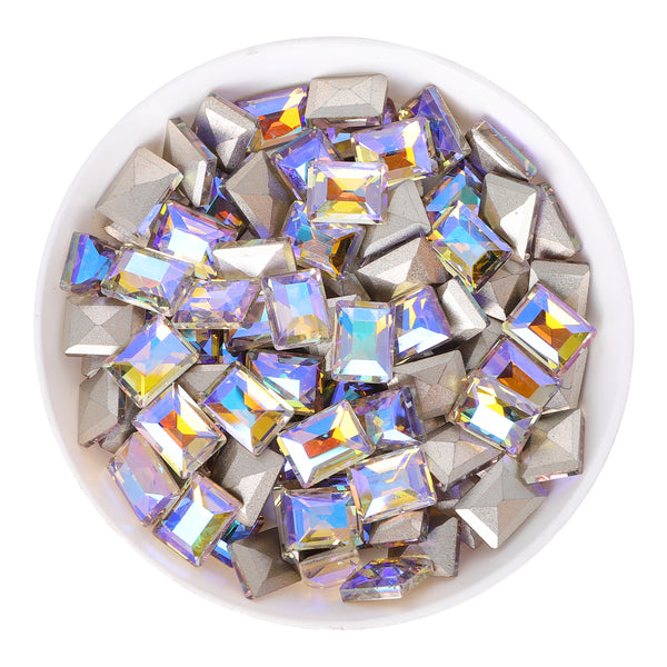 Phantom Purple Rectangle Shape Glass Pointed Back Fancy Rhinestones WholesaleRhinestone