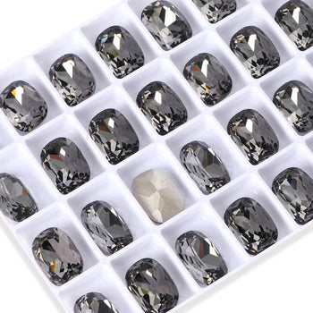 Black Diamond Cushion Shape High Quality Glass Pointed Back Fancy Rhinestones WholesaleRhinestone