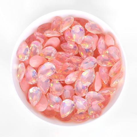 Water Red AM Drop Shape Glass Pointed Back Fancy Rhinestones