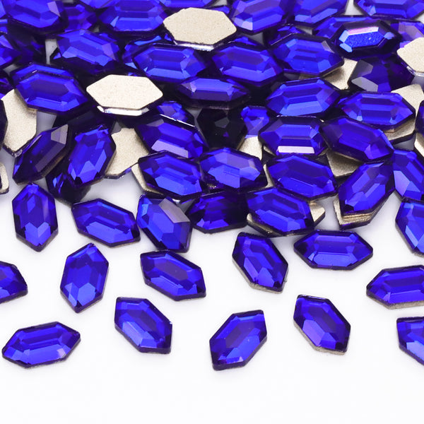 Elongated Hexagon Shape Sapphire Flat Back Fancy Rhinestones WholesaleRhinestone