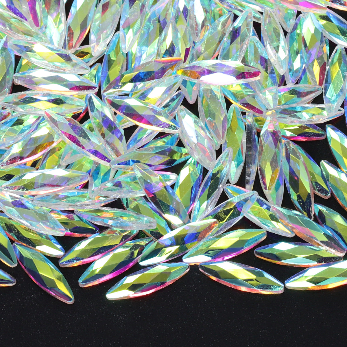 Navette Shape Crystal AB Unfoiled Flat Back Fancy Rhinestones