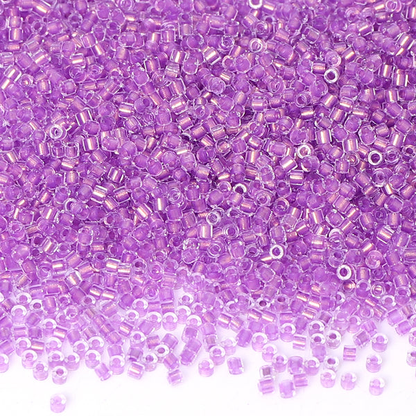 Transparent Color Lined Purple Hight Quality Glass Cylinder Seed Beads 1.6 MM Size DJS5003 WholesaleRhinestone