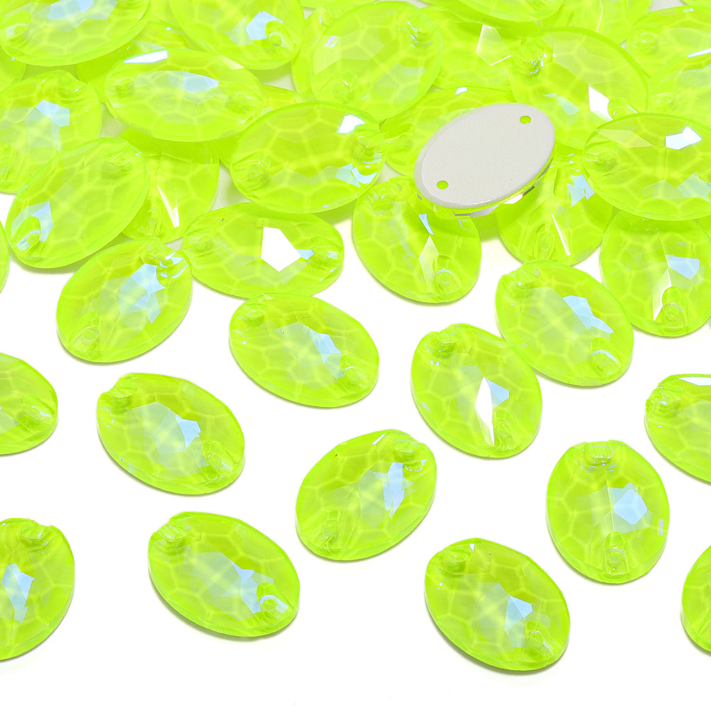 Electric Neon Jonquil Oval Shape High Quality Glass Sew-on Rhinestones WholesaleRhinestone