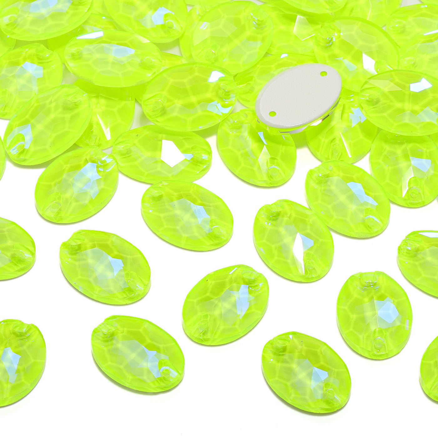 Electric Neon Jonquil Oval Shape High Quality Glass Sew-on Rhinestones WholesaleRhinestone