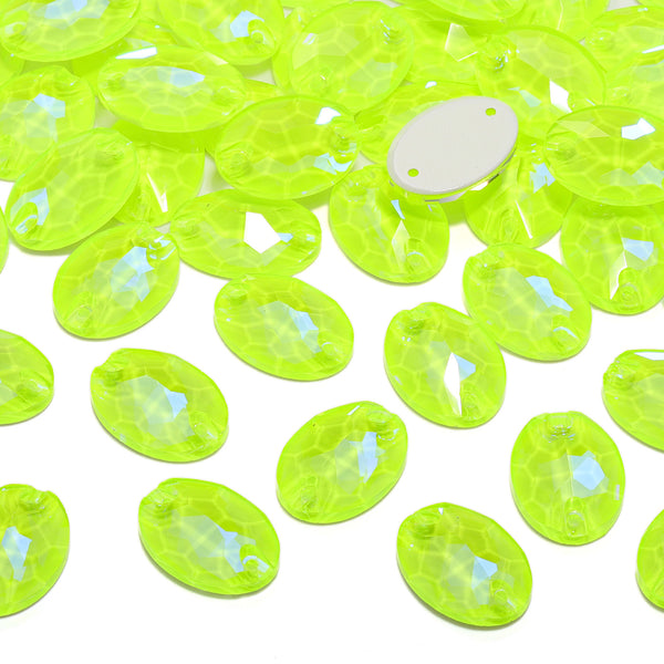 Electric Neon Jonquil Oval Shape High Quality Glass Sew-on Rhinestones WholesaleRhinestone