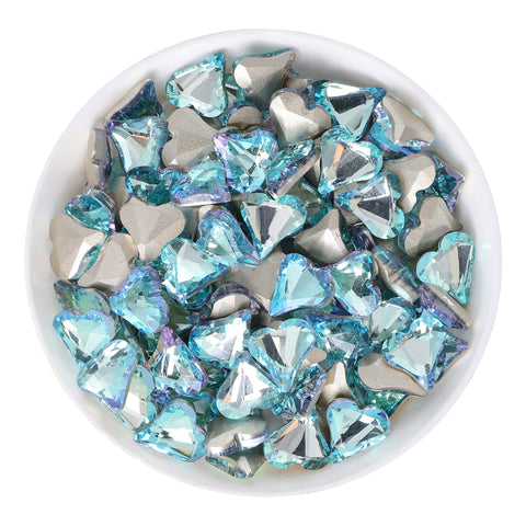 Sweet Heart Shape Blue Fairy Glass Pointed Back Fancy Rhinestones WholesaleRhinestone Main image