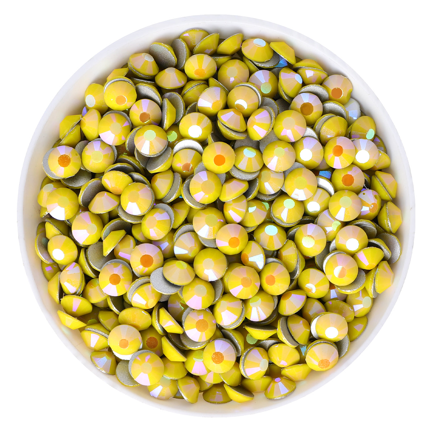 Yellow Porcelain Light Glass FlatBack Rhinestones Silver Back WholesaleRhinestone メイン画像