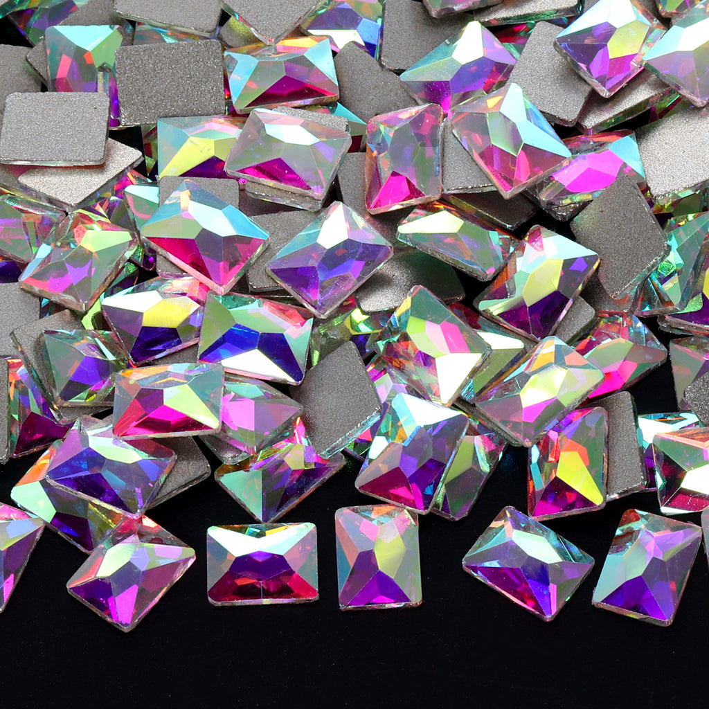 Rectangle Shape Crystal AB Flat Back Fancy Rhinestones