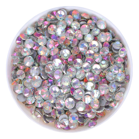 Bluish White Light Glass FlatBack Rhinestones Silver Back
