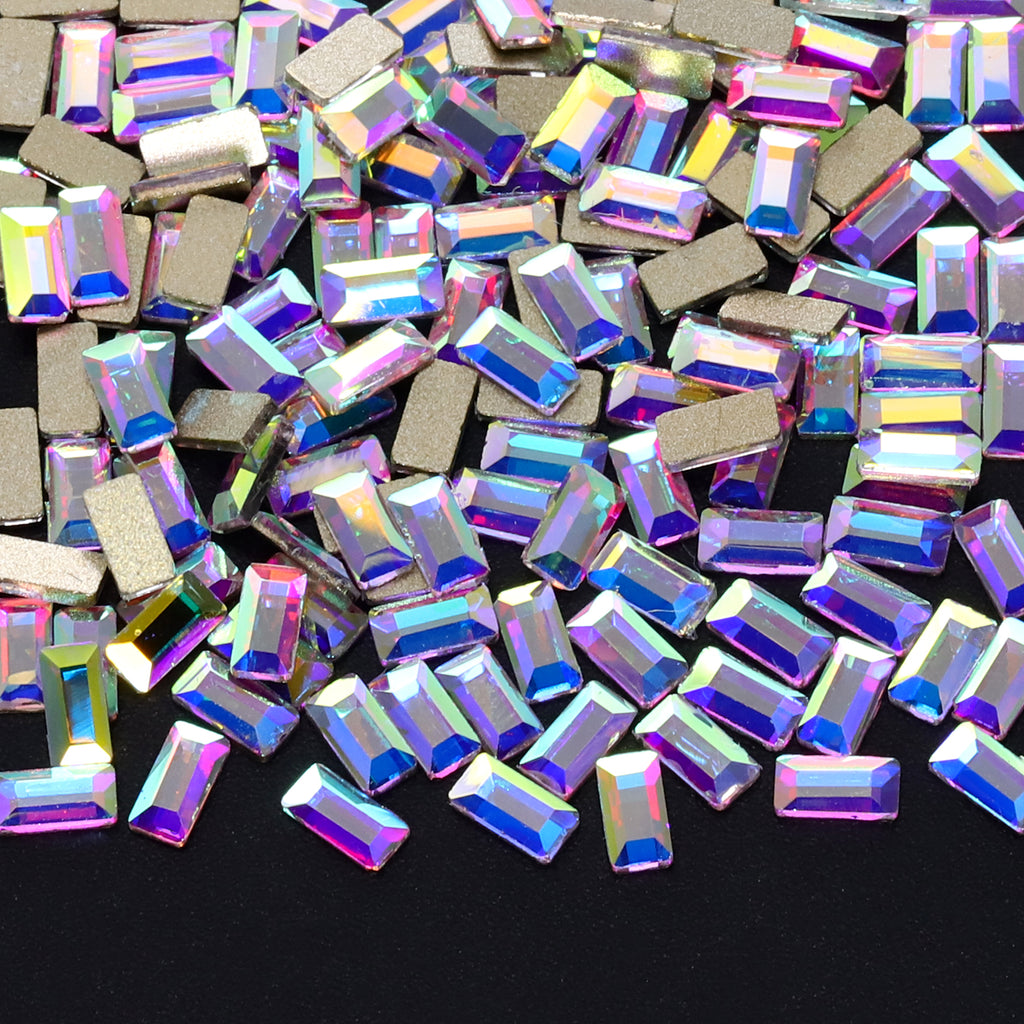 Rectangle Shape Crystal AB Flat Back Fancy Rhinestones