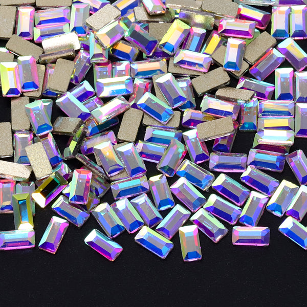 Rectangle Shape Crystal AB Flat Back Fancy Rhinestones