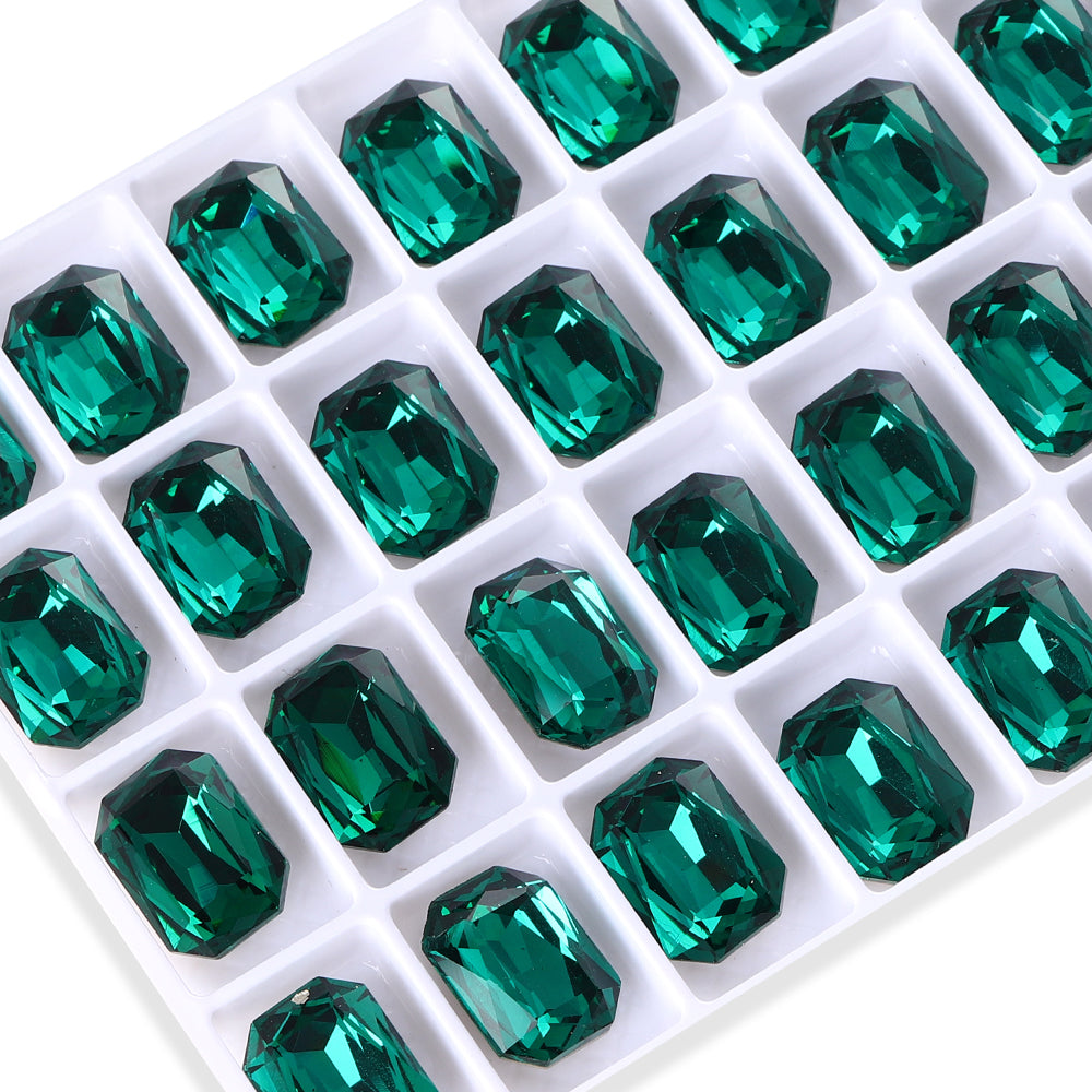 Emerald Thin Octagon Shape High Quality Glass Pointed Back Fancy Rhinestones WholesaleRhinestone