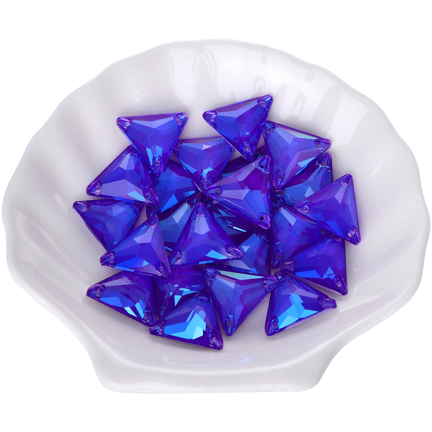 Electric Neon Violet Triangle Shape High Quality Glass Sew-on Rhinestones