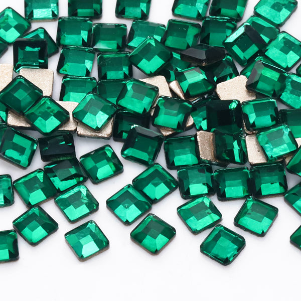 Square Shape Dark Green Flat Back Fancy Rhinestones WholesaleRhinestone