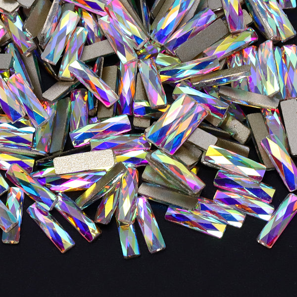 Rectangle Shape Crystal AB Flat Back Fancy Rhinestones