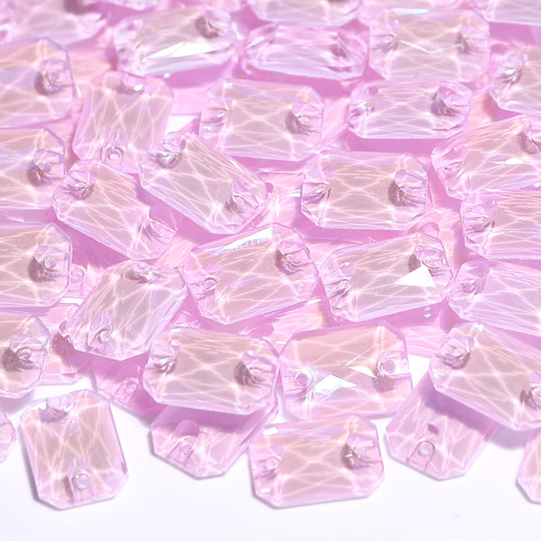 Electric Neon Light Rose Octagon Shape High Quality Glass Sew-on Rhinestones