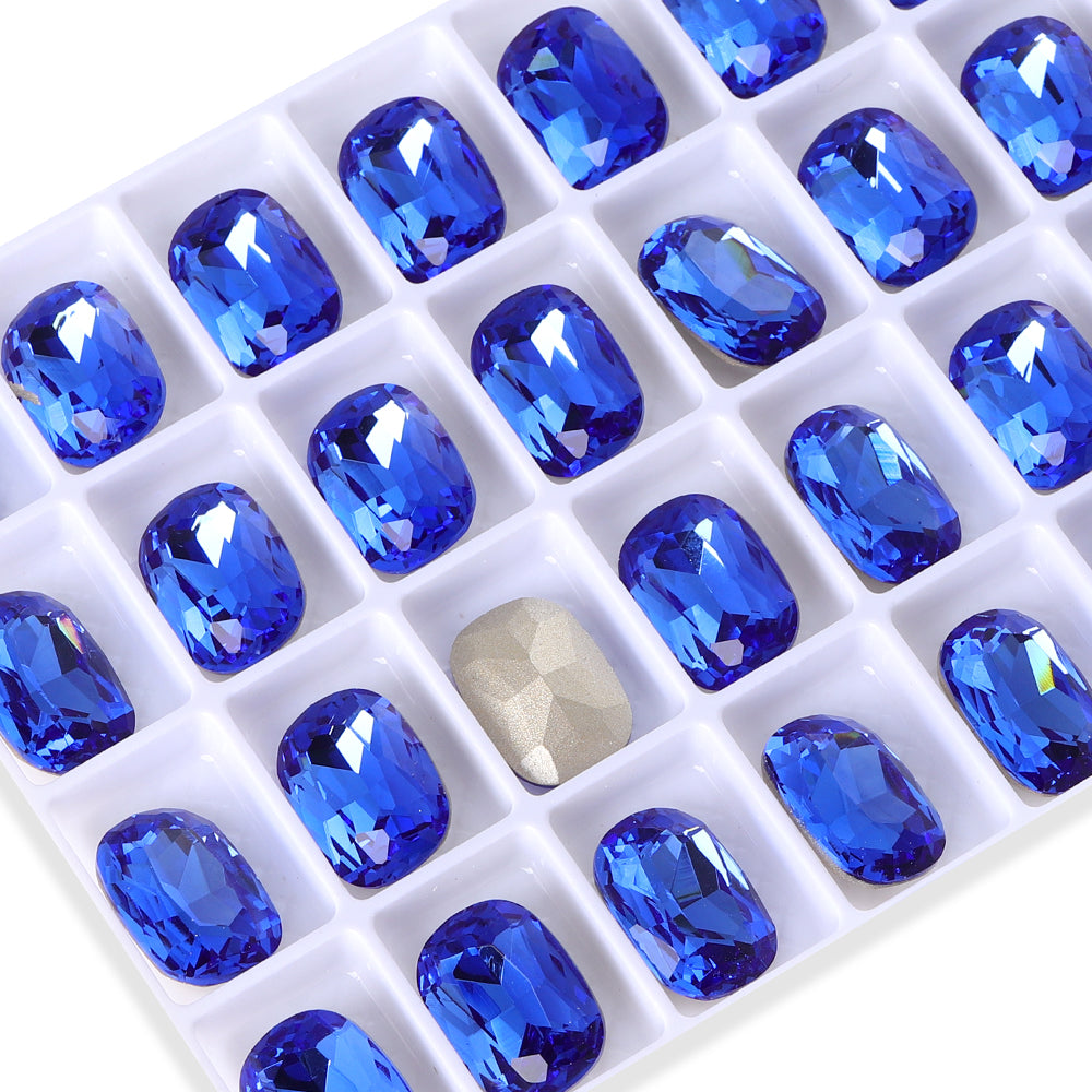 Light Sapphire Cushion Shape High Quality Glass Pointed Back Fancy Rhinestones WholesaleRhinestone