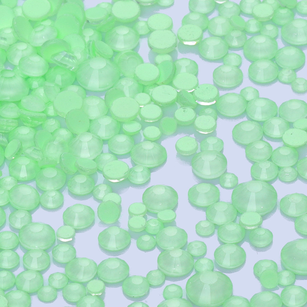 Mixed Sizes Neon Mint Mambo Glass Flat Back Rhinestones For Nail Art WholesaleRhinestone