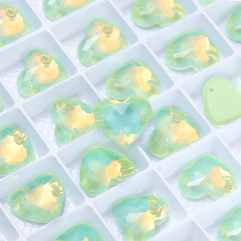 Light Azore AM Heart Shape High Quality Glass Sew-on Rhinestones