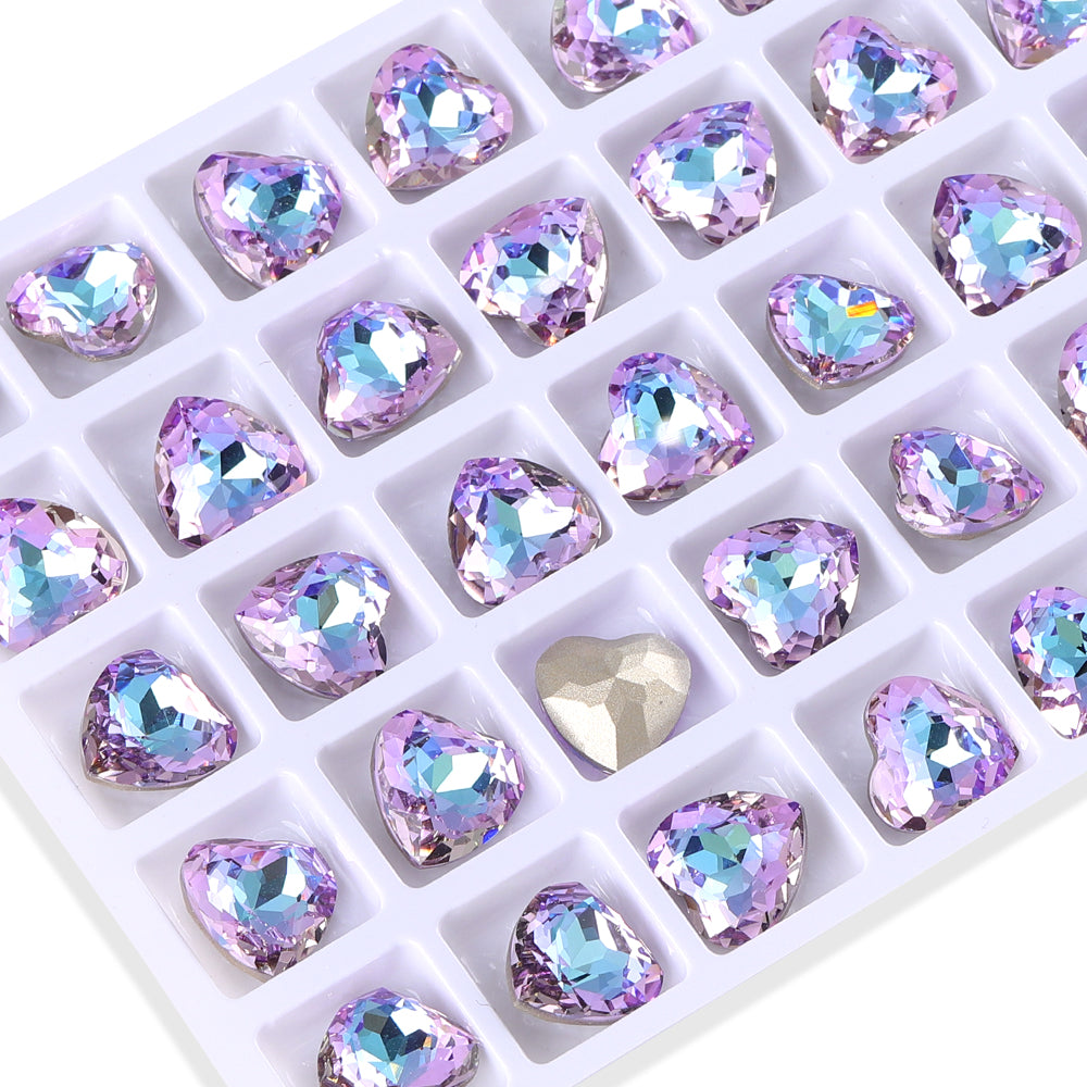 Vitrail Light Heart Shape High Quality Glass Pointed Back Fancy Rhinestones WholesaleRhinestone
