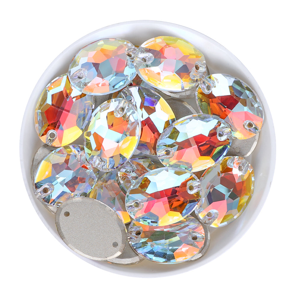 Light Crystal AB Oval Shape High Quality Glass Sew-on Rhinestones WholesaleRhinestone メイン画像