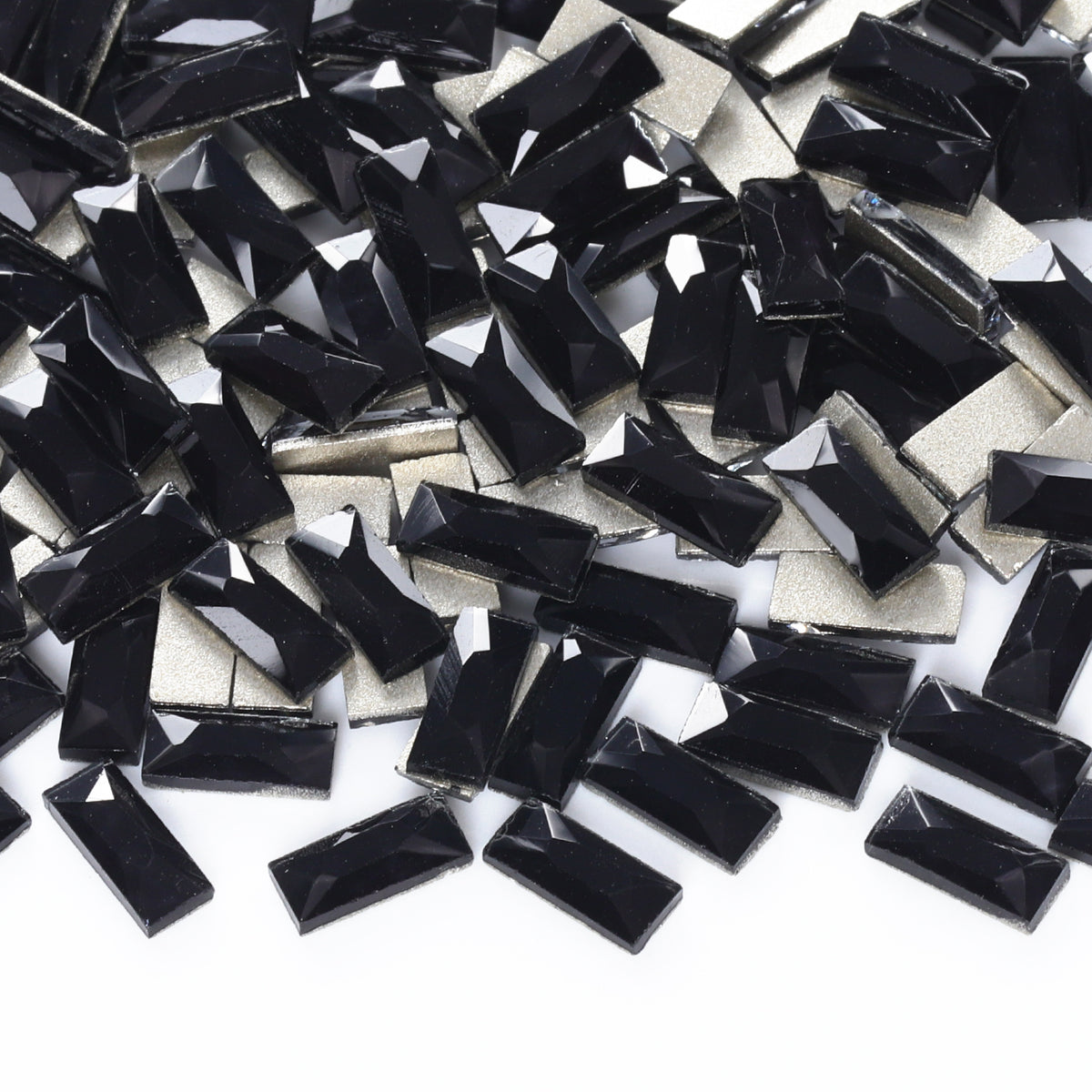 Rectangle Shape Black Flat Back Fancy Rhinestones