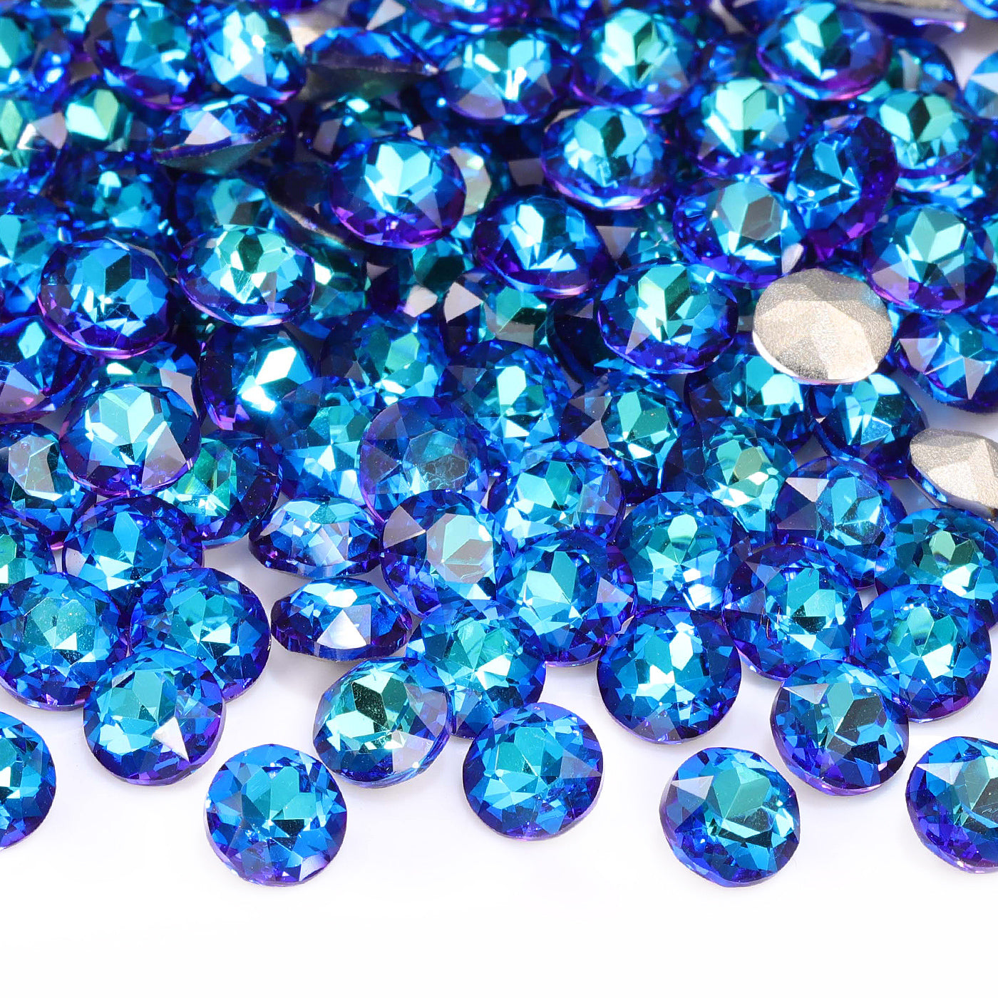 Bermuda Blue Gemstone virág alakú, kiváló minőségű üveg, hátradejű strasszok Másodlagos kép