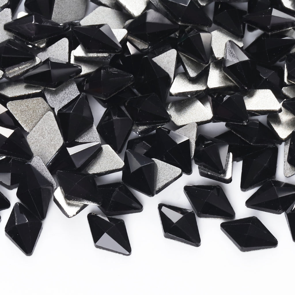 Rhombus Shape Black Flat Back Fancy Rhinestones