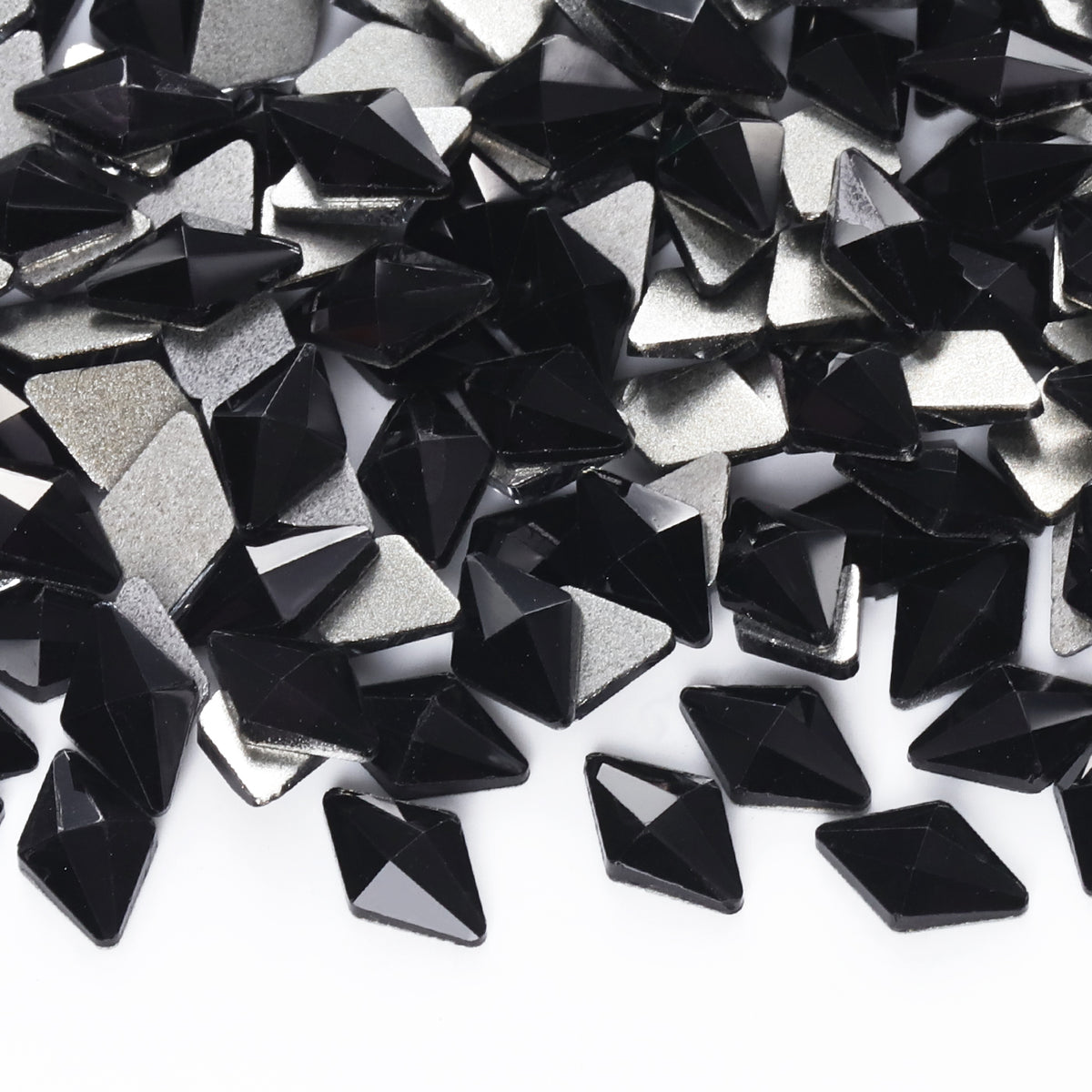 Rhombus Shape Black Flat Back Fancy Rhinestones