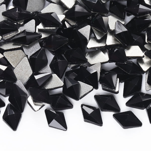 Rhombus Shape Black Flat Back Fancy Rhinestones