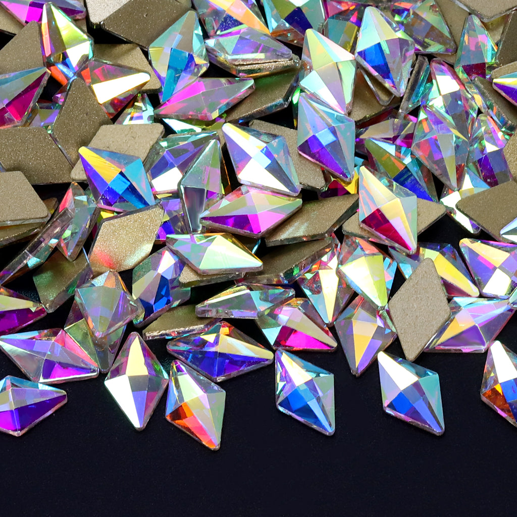 Rhombus Shape Crystal AB Flat Back Fancy Rhinestones