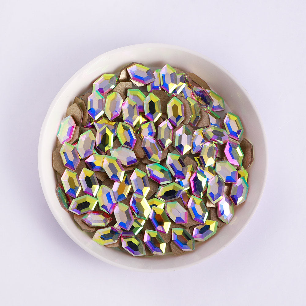 Elongated Hexagon Shape Crystal AB Flat Back Fancy Rhinestones WholesaleRhinestone