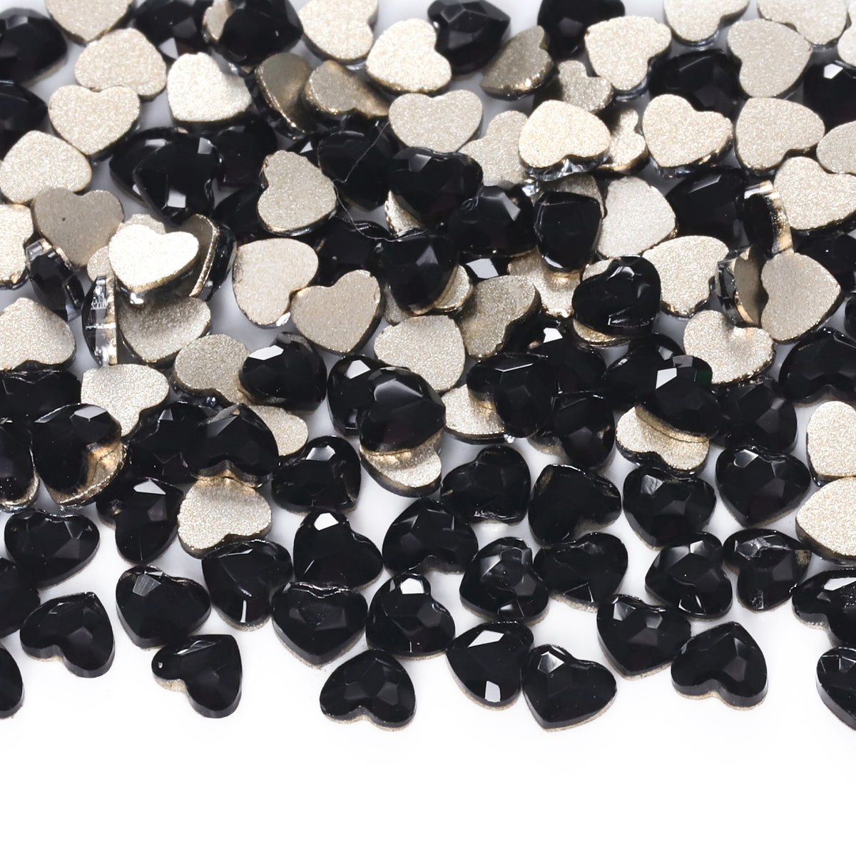 Heart Shape Black Flat Back Fancy Rhinestones