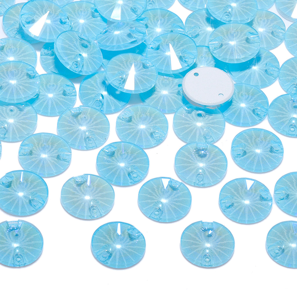 Electric Neon Aquamarine Rivoli Shape High Quality Glass Sew-on Rhinestones WholesaleRhinestone
