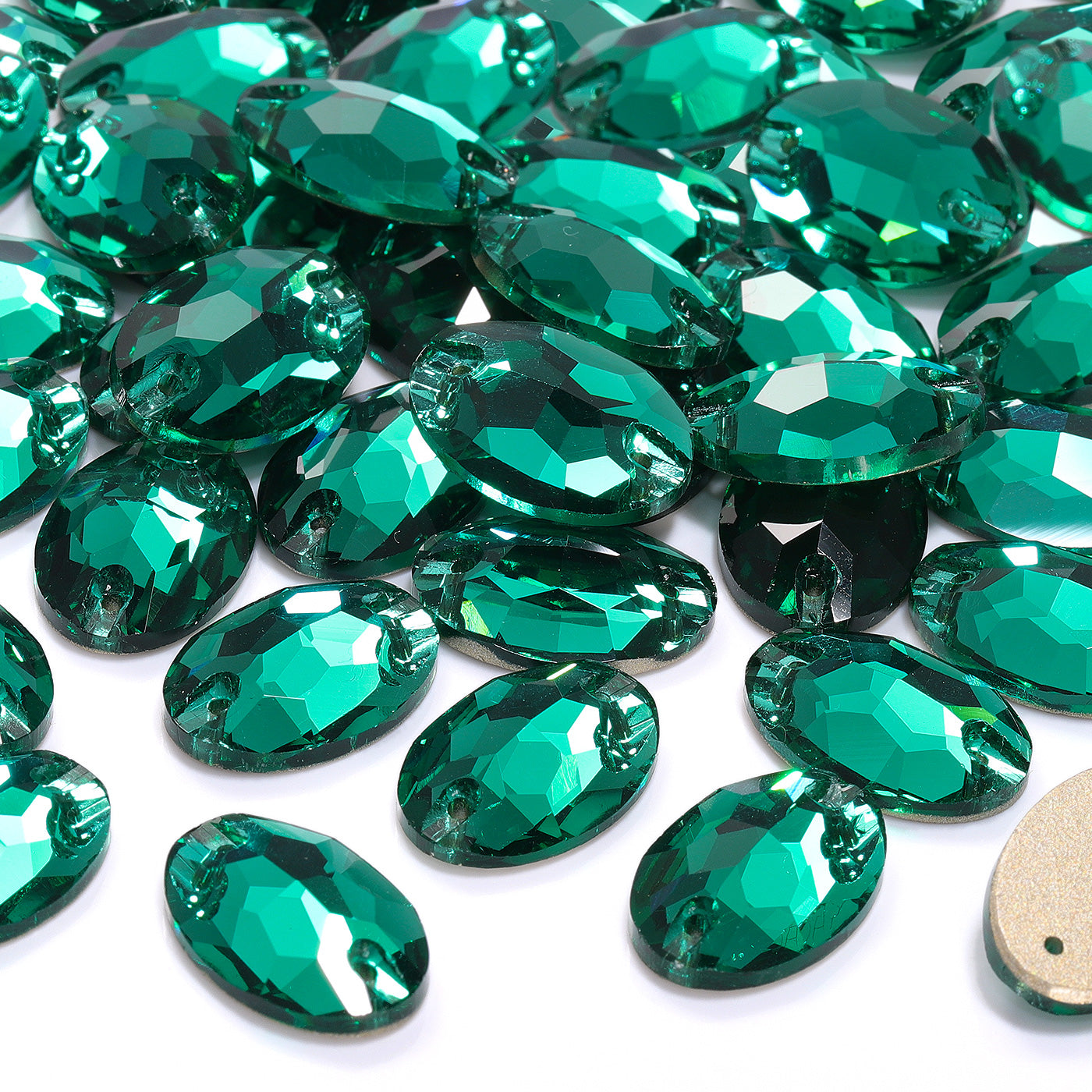Emerald Oval Shape High Quality Glass Sew-on Rhinestones WholesaleRhinestone