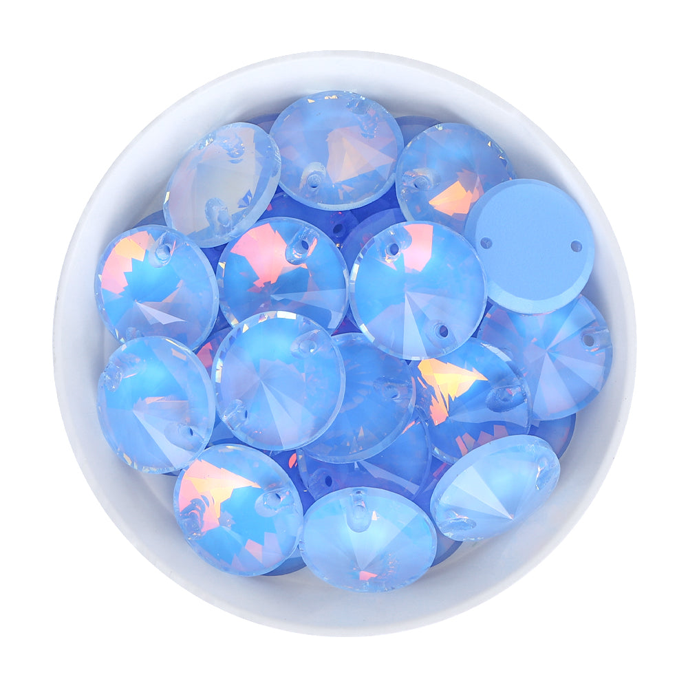 Light Sapphire AM Rivoli  Shape High Quality Glass Sew-on Rhinestones WholesaleRhinestone