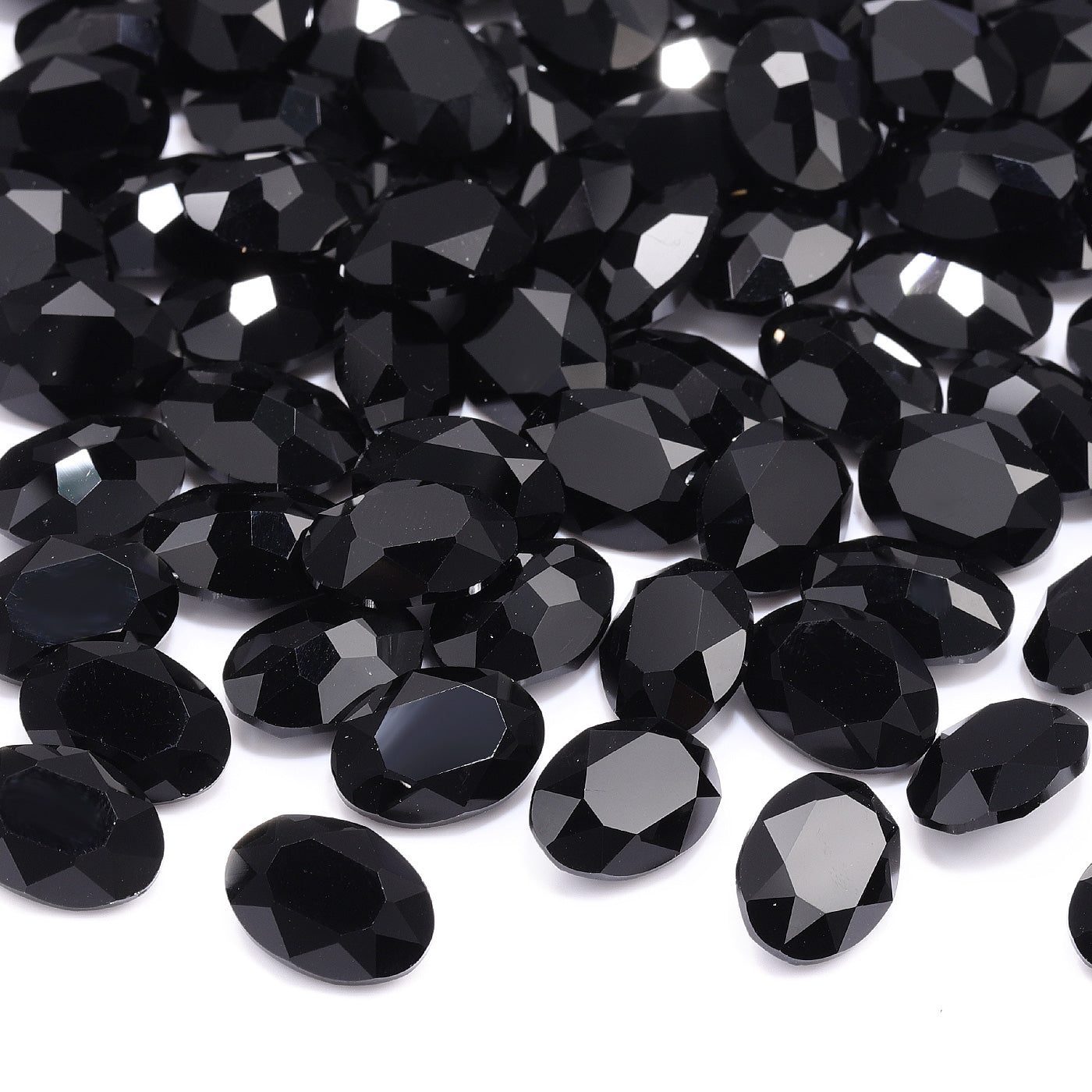 Jet Oval Shape High Quality Glass Pointed Back Fancy Rhinestones Secondary image
