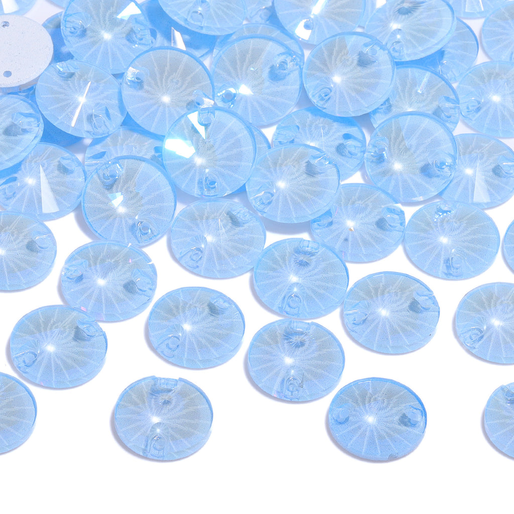 Electric Neon Light Blue Rivoli Shape High Quality Glass Sew-on Rhinestones WholesaleRhinestone