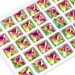 Vitrail Rose Princess Square Shape High Quality Glass Pointed Back Fancy Rhinestones