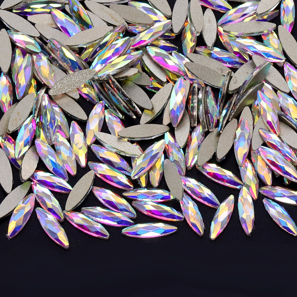 Navette Form Crystal AB Flat Rücken ausgefallene Strasssteine