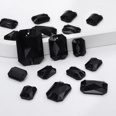 Mixed Sizes Jet Octagon Shape High Quality Glass Sew-on Rhinestones WholesaleRhinestone Immagine principale del prodotto