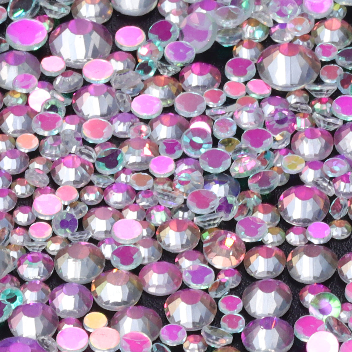 Mixed Sizes Aurora Pink Green Glass Flat Back Rhinestones For Nail Art WholesaleRhinestone Main image