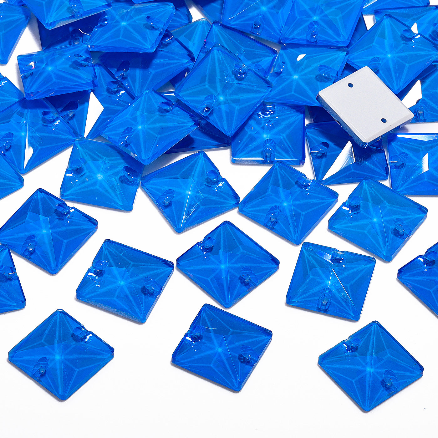 Electric Neon Blue Square Shape High Quality Glass Sew-on Rhinestones