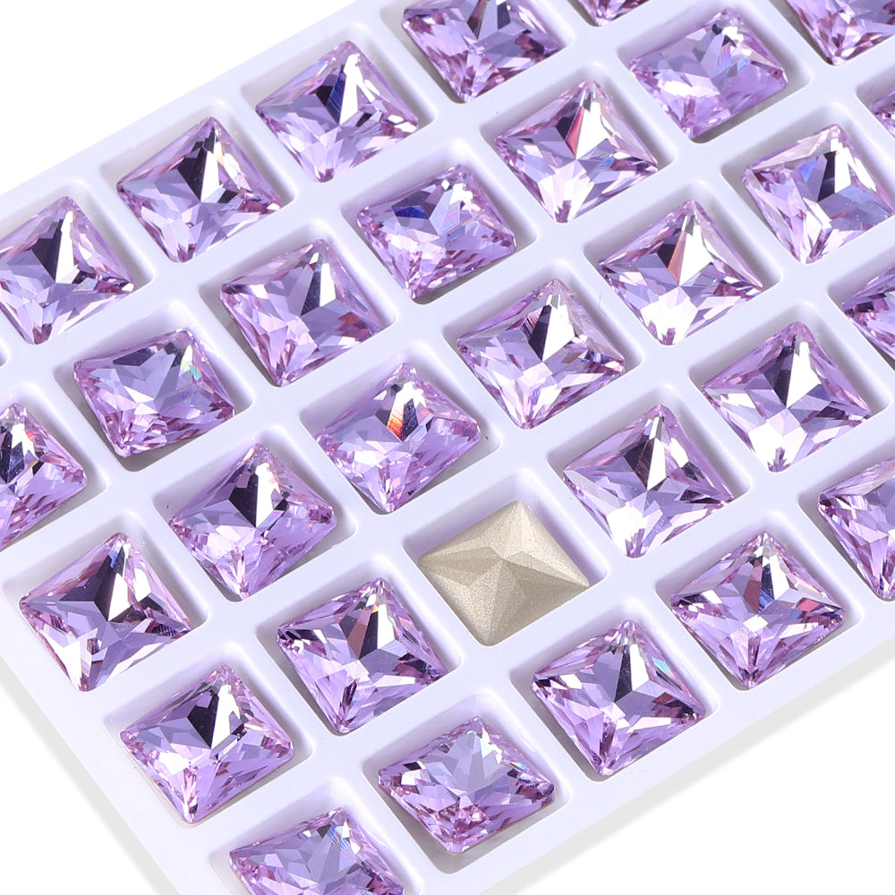 Violet Princess Square Shape High Quality Glass Pointed Back Fancy Rhinestones WholesaleRhinestone